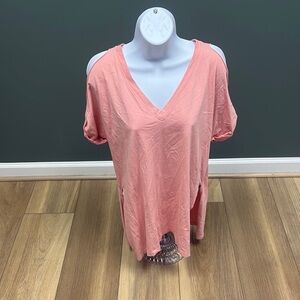 All Saints Pink Relaxed Cut Out Tee